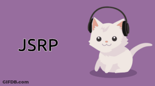 An Illustration Of A Cat Wearing Headphones With The Word Jsrp Above It GIF