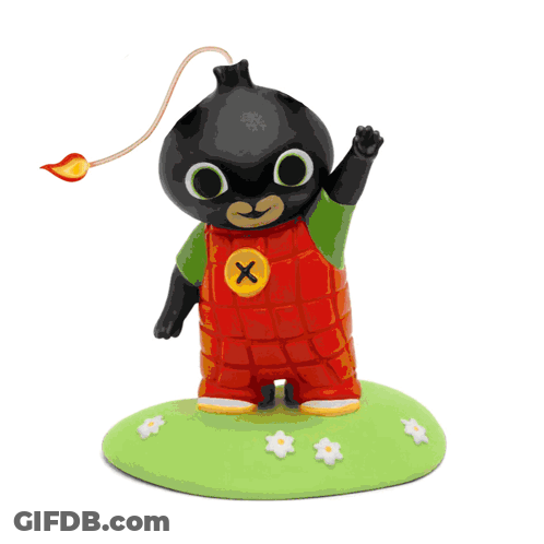 An Illustration Of A Cat With A Bomb And The Word Bing Behind Him GIF