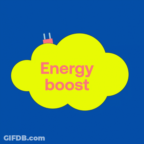 An Illustration Of A Cloud With The Words Energy Boost Written On It GIF