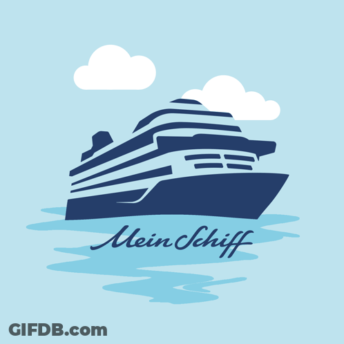 An Illustration Of A Cruise Ship With The Words Mein Schiff Written Below It GIF