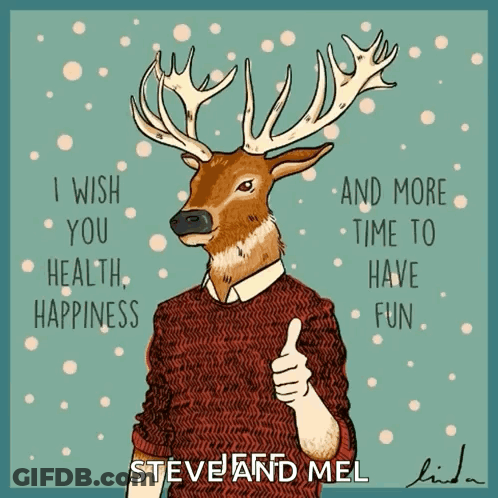 An Illustration Of A Deer With The Words " I Wish You Health Happiness " GIF
