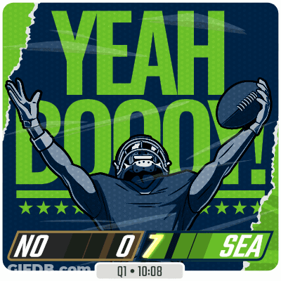 An Illustration Of A Football Player Holding A Football With The Words Yeah Boom GIF