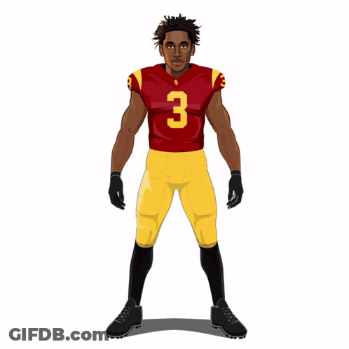 An Illustration Of A Football Player Wearing A Red Jersey With The Number 3 On It GIF
