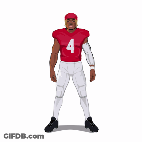 An Illustration Of A Football Player With The Number 4 On His Jersey GIF