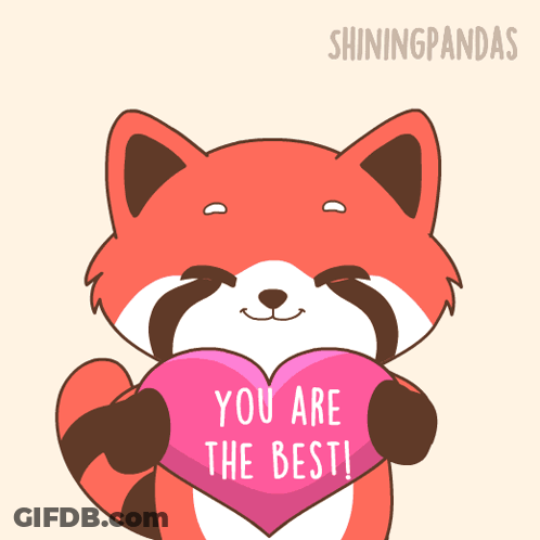 An Illustration Of A Fox Holding A Heart That Says You Are The Best GIF