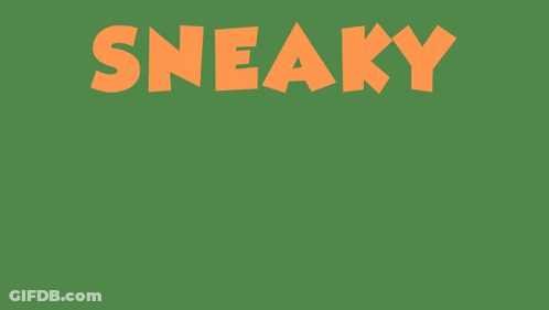 An Illustration Of A Fox Peeking Out Of A Cardboard Box With The Words Sneaky Above It GIF