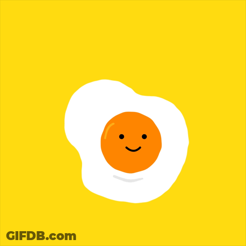 An Illustration Of A Fried Egg With A Face And The Words " Good Morning " Below It GIF