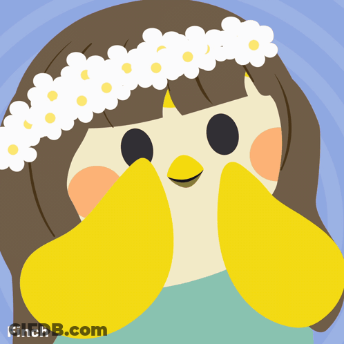 An Illustration Of A Girl With A Flower Crown And The Word Finch Below Her GIF