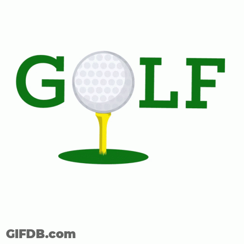 An Illustration Of A Golf Ball And A Golf Club With The Letter F Behind It GIF