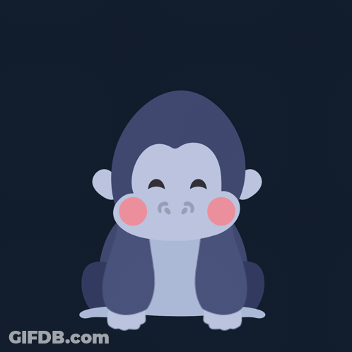 An Illustration Of A Gorilla With A Pink Heart On Its Head GIF