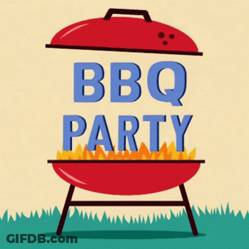 An Illustration Of A Grill With The Words Bbq Party On It GIF