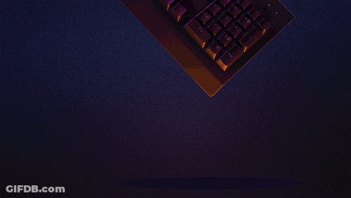 An Illustration Of A Keyboard With A Purple Background And A Purple Circle Around It GIF