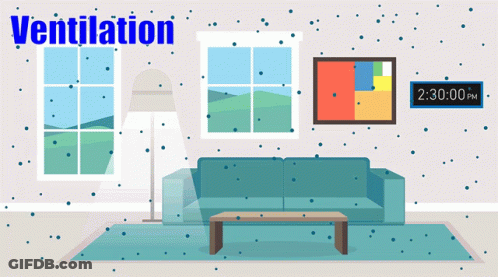 An Illustration Of A Living Room With The Word Ventilation On The Top GIF