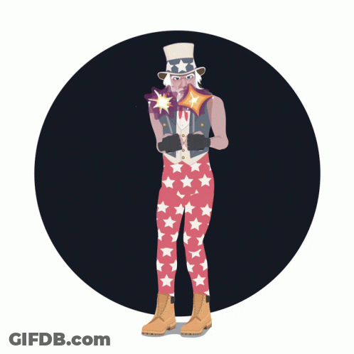 An Illustration Of A Man Dressed As Uncle Sam Holding A Magic Wand GIF