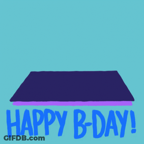 An Illustration Of A Man With A Birthday Cake And The Words Happy B-Day On The Bottom GIF