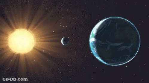 An Illustration Of A Partial Eclipse Of The Sun And Earth GIF