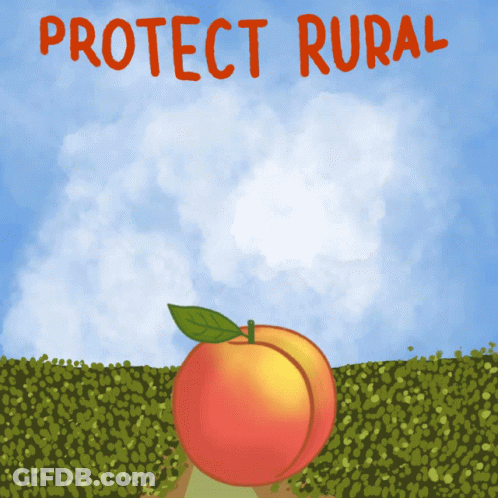 An Illustration Of A Peach With The Words Protect Rural On The Bottom GIF