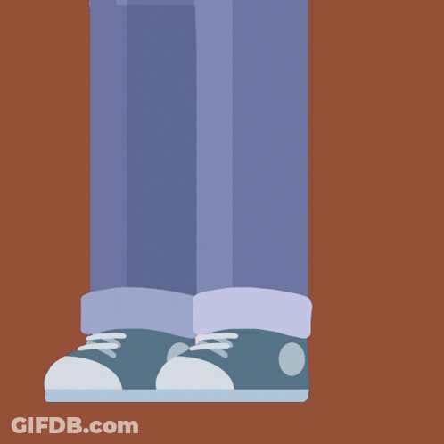 An Illustration Of A Pink Bird Peeking Out From Behind A Person 'S Leg GIF