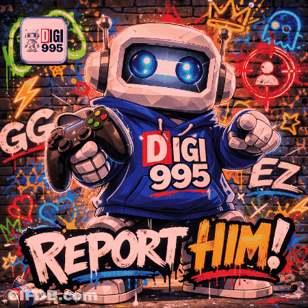An Illustration Of A Robot Holding A Video Game Controller With The Words Report Him Below Him GIF