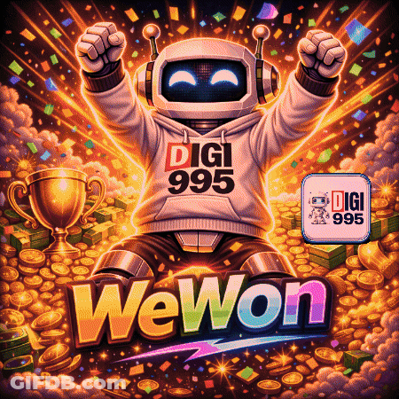 An Illustration Of A Robot Wearing A Digi 999 Sweatshirt GIF