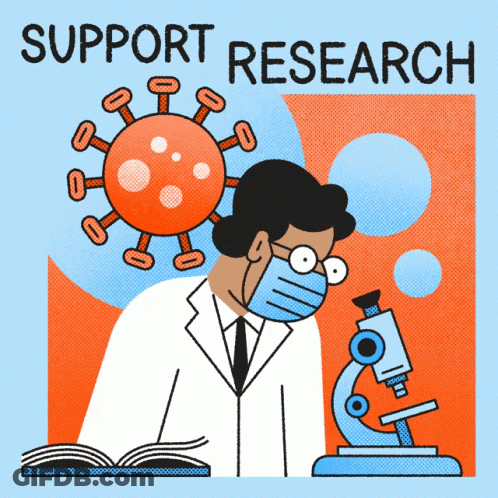 An Illustration Of A Scientist Wearing A Mask Looking Through A Microscope GIF