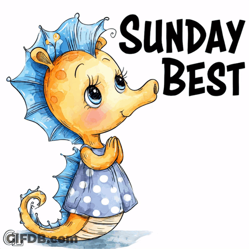An Illustration Of A Seahorse With The Words Sunday Best GIF