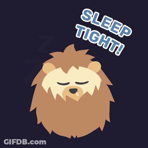 An Illustration Of A Sleeping Lion With The Words Sleep Tight Above It GIF