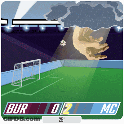 An Illustration Of A Soccer Game Between Bur And Mc With The Score Of 0-2 GIF