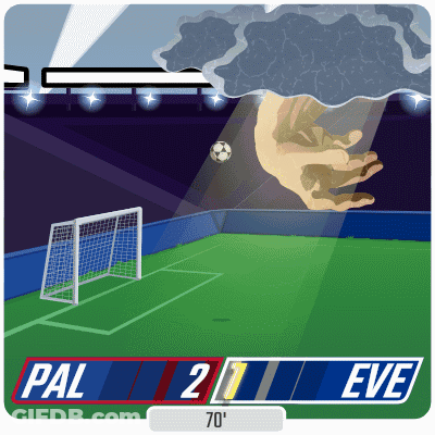 An Illustration Of A Soccer Game Between Pal And Eve With The Score 2 To 1 GIF