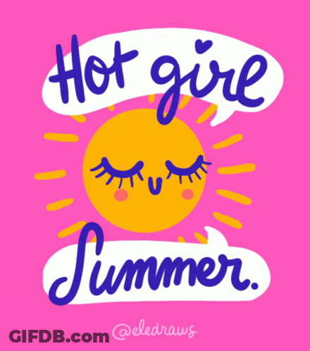 An Illustration Of A Sun With A Speech Bubble That Says Hot Give Summer GIF
