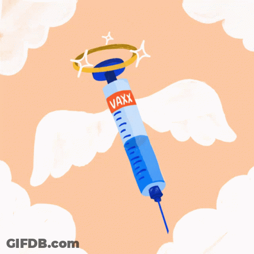 An Illustration Of A Syringe With Vaxx On It GIF
