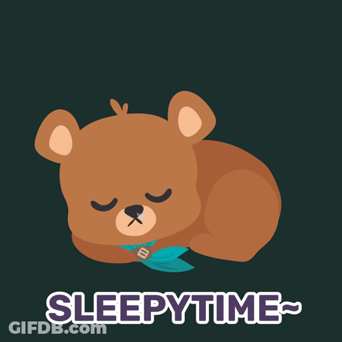 An Illustration Of A Teddy Bear Sleeping With The Words Sleepytime Below It GIF