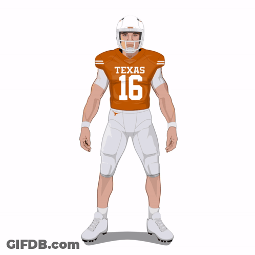 An Illustration Of A Texas Football Player With The Number 16 GIF
