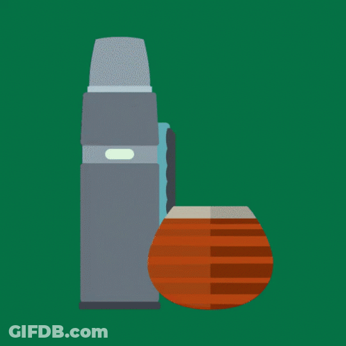 An Illustration Of A Thermos And A Cup Of Tea With A Straw GIF