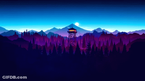 An Illustration Of A Tower In The Middle Of A Forest GIF