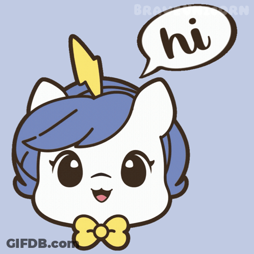 An Illustration Of A Unicorn With A Speech Bubble Saying Hi GIF