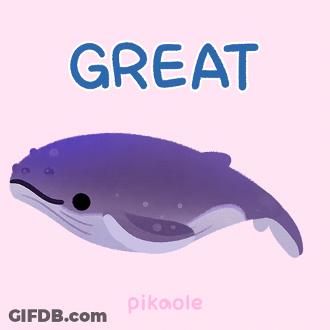 An Illustration Of A Whale With The Word Great Written Above It GIF