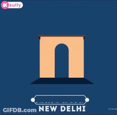 An Illustration Of The India Gate New Delhi On A Blue Background GIF