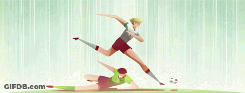 An Illustration Of Two Soccer Players Playing Soccer GIF