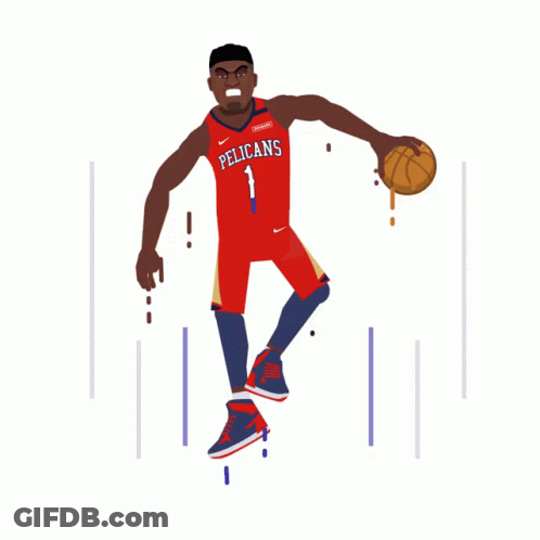 An Illustration Of Zion Williamson From The Pelicans Holding A Basketball GIF