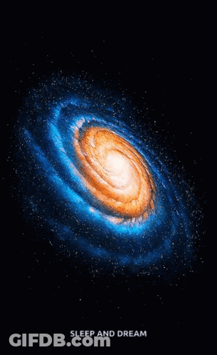 An Image Of A Spiral Galaxy With The Words Sleep And Dream Below It GIF