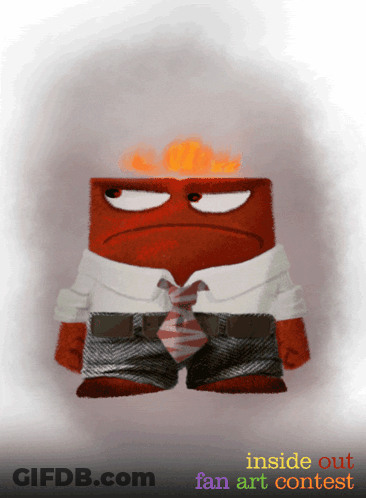 An Inside Out Fan Art Contest Poster With A Red Cartoon Character GIF