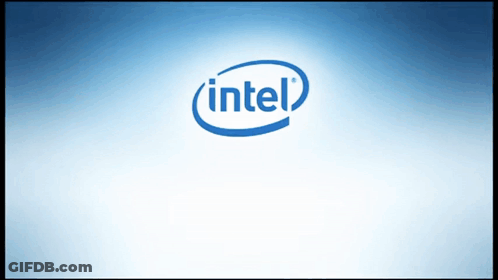 An Intel Logo Is On A Blue Background GIF