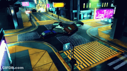 An Intersection With A Sign That Says Walk On The Ground GIF