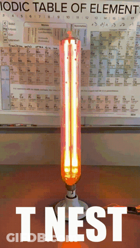 An Iodic Table Of Elements Is Behind A Light Bulb GIF