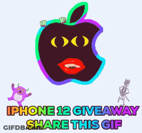 An Iphone 12 Giveaway Share This Gif With A Monster And A Skeleton GIF