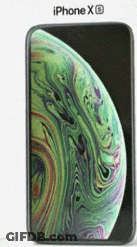An Iphone Xs Is Shown With A Green And Purple Planet On The Screen GIF