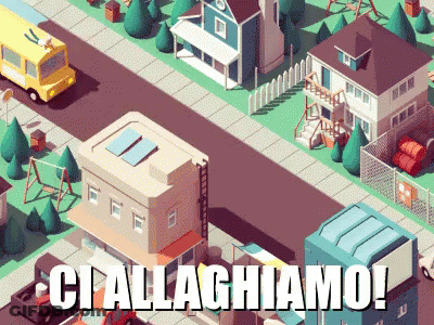 An Isometric Illustration Of A Residential Area With The Words Ci Allaghiamo Written On The Bottom GIF