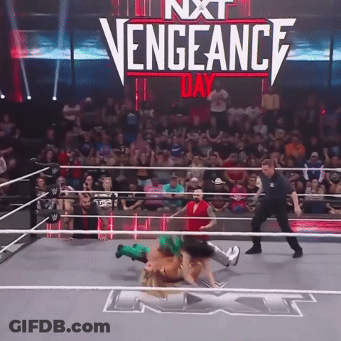 An Nxt Vengeance Day Wrestling Match Takes Place In Front Of A Large Crowd GIF