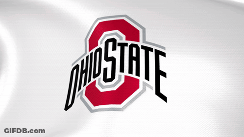 An Ohio State Logo That Is On A White Background GIF